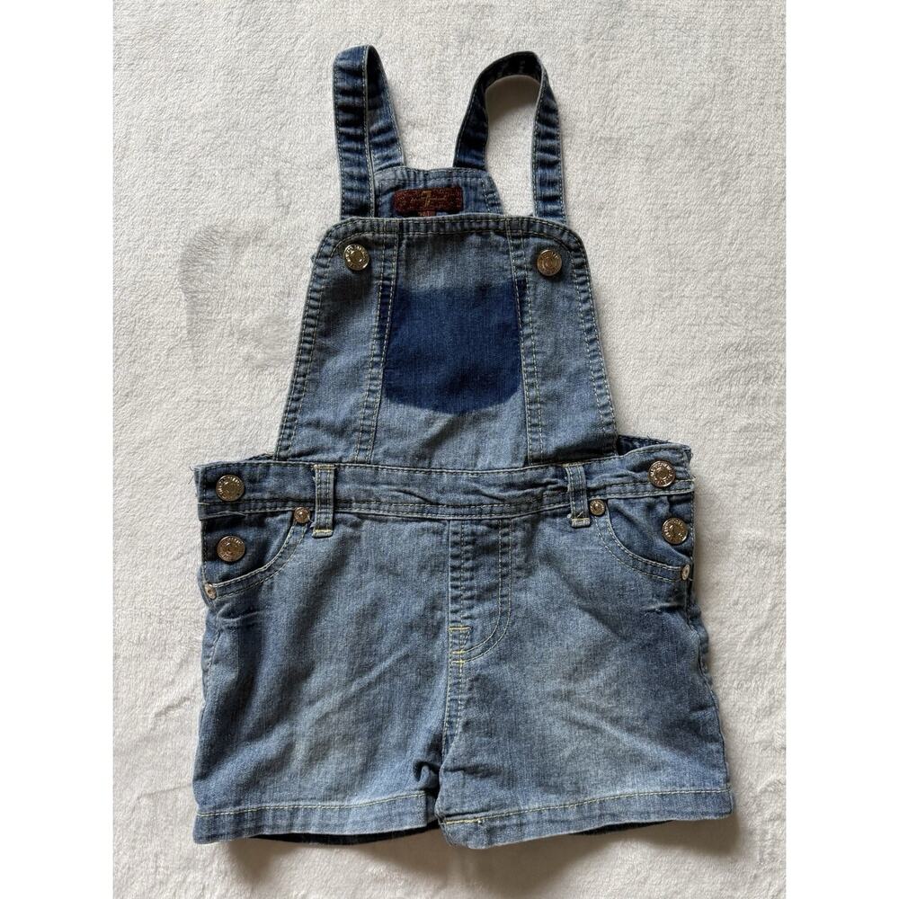 Vintage 7 For All Mankind Denim Jean Overall Toddler Shorts Size 4t
